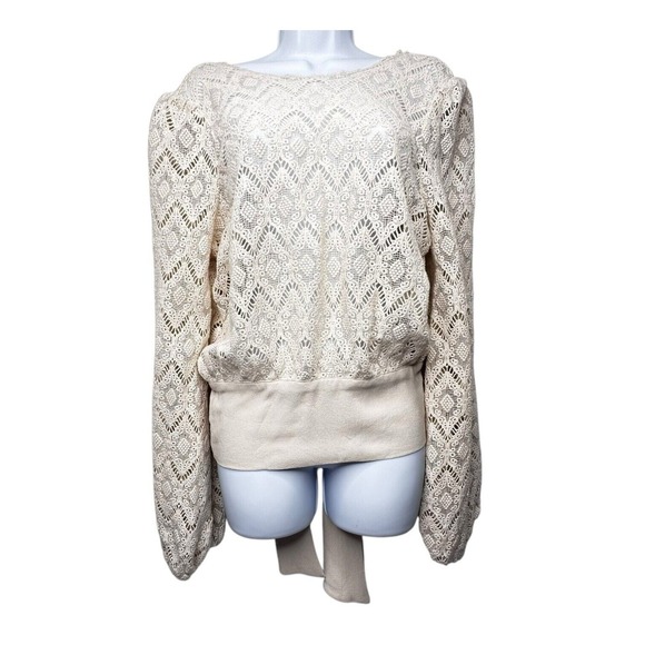 byTiMo The Crochet Top in Vintage SM Sheer Bow Trim Feminine Romantic NEW $388